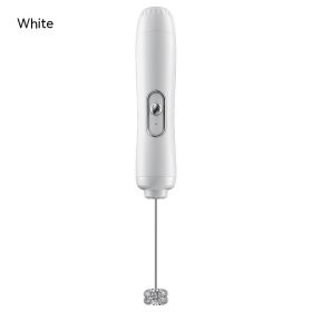 Household Small Electric Milk Frother Wireless Handheld Cream Egg Beater Semi-Automatic Coffee Mixer Milk Frother (Option: White-Battery Version Single Gear)