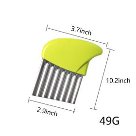 Potato Cutter Stainless Steel Wavy Knife French Fry Chip Cutter (Color: Green)